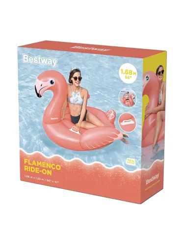 Bestway Rider Inflatable Flamingo 148cm - Schwimmhilfen und ideal für Poolpartys, mit Color Shield für farbintensive und hautfreundliche Nutzung!