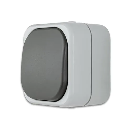 REV AquaTop, Kreuzschalter - Schalter Feuchtraum IP44, einpolig, Aufputz, grau