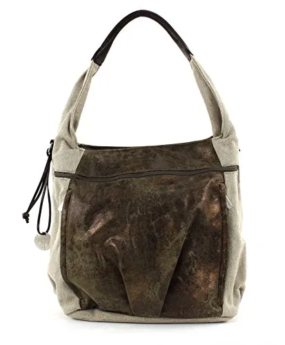 LÄSSIG Baby Wickeltasche Casual Hobo Bag - Stylische Wickeltasche in olive/beige mit großem Hauptfach, zusätzlichen Staufächern und Kinderwagenbefestigung - ideal für unterwegs!