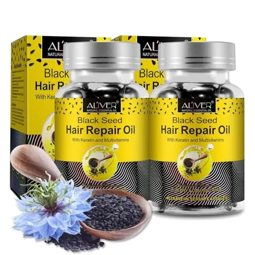P-Beauty Bio Schwarzkümmel Öl Kapseln mit Keratin - 2x40 Kapseln für äußere Anwendung, Haaröl Haarwachstum & Kopfhautpflege - Haarausfall, Juckreiz, Schuppenbildung - verleiht dem Haar Kraft & Glanz
