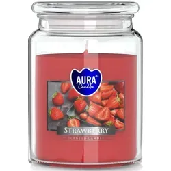 Paraffinkerze Mit Erdbeerduft, Großes Glas, Aura, 1 Stück.