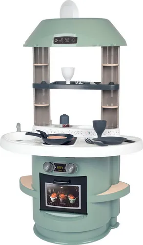 Smoby - 312700WEB Spielküche Nova - Kinderküche mit 13 Zubehörteilen - Küchen-Spielzeugsets für Kinder ab 18 Monaten, mit sanften Pastellfarben und vielen Funktionen wie Kochfeld und Backofen, ideal für kleine Chefköche!