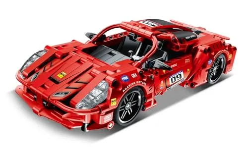 iM.Master - Rotes Super Car - Technic Auto Bausatz mit Pull Back Funktion - Klemmbausteine für Erwachsene und Kinder - 437 Teile - Maßstab 1:20 - STEM Lernspielzeug - Modell zum Bauen