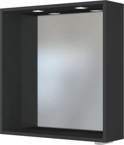 Held Möbel Spiegelpaneel Davos 60 cm - Graphit/Matt Grau mit LED-Spots - Spiegelschränke mit umlaufendem Rahmen und 2 integrierten Touch-LED-Spots, ideal für stilvolle Badgestaltung und optimale Ausleuchtung.
