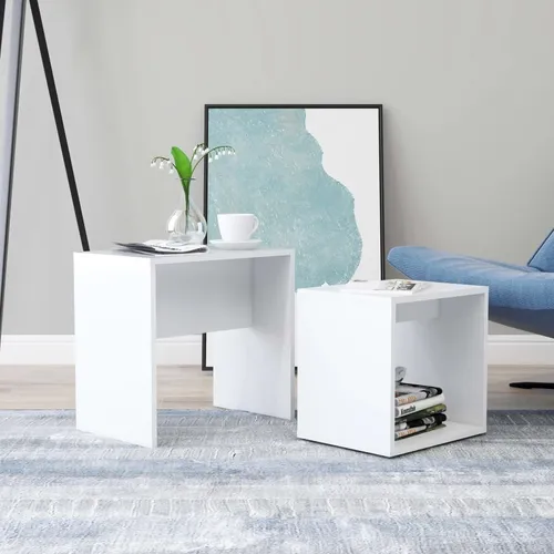 The Living Store Couchtisch-Set Weiß 48x30x45 cm