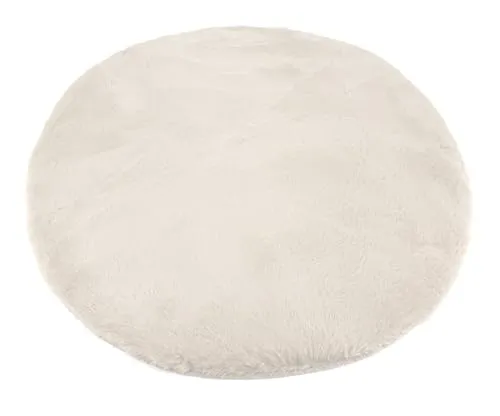 heimtexland Flauschiger Fellteppich Rabbit Hochflor Teppich Hasenfell-Imitat 90 cm rund Bettvorleger Schlafzimmer Deko-Fell Wohnzimmer Spielteppich Kinderzimmer Typ917 - Creme