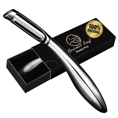 Premium Edelstahl Sparschäler - ultrascharfe Klinge für Obst & Gemüse - Schäler für Kartoffeln, Spargel & mehr, mit ergonomischem, rutschfestem Griff für müheloses Schälen. Ideal für die heimische Küche und im Freien.
