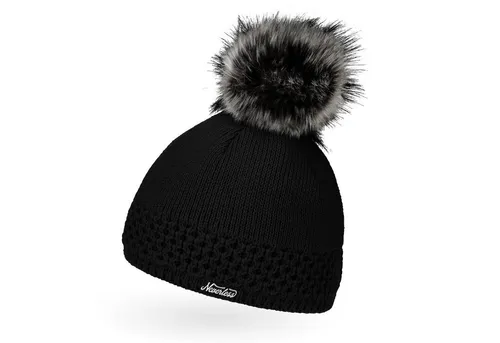 Neverless Bommelmütze Damen Strickmütze gefüttertert Fell-Bommel Kunstfell Winter-Mütze