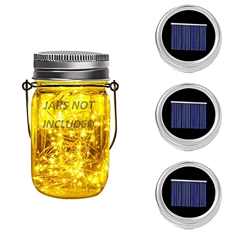 Dracarys 3 Pack Solar Mason Jar Light Deckel 3m 30 LED Lampen Silber Wire Fairy Licht für Glas Mason Jar Hängen Laterne Garten Terrasse Hinterhof Hochzeit Decor Beleuchtung(kein Jar