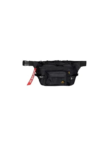 Alpha Industries Combat Waistbag - Gürteltasche mit 4 Litern Volumen, gefertigt aus robustem Nylon-Polyester, ideal für den Alltag. Verstellbarer Tragegurt und markanter Military-Stil mit orangefarbenem Innenfutter.