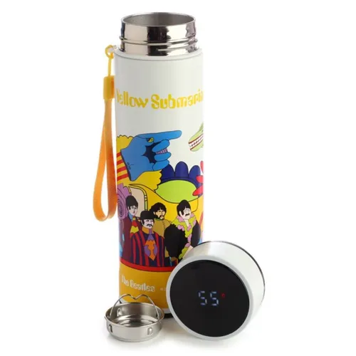 The Beatles Gelbes Digital Thermometer Heiß & Kalt Flasche 450ml - Neu