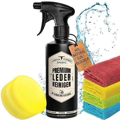 URBAN FOREST Premium Lederreiniger mit Avocado-Öl – 500ml - Hochwertiger Lederreiniger für Glattleder, reinigt und pflegt sanft. Ideal für Autos, Möbel und Schuhe. Hergestellt in Deutschland mit natürlichen Inhaltsstoffen für beste Ergebnisse.