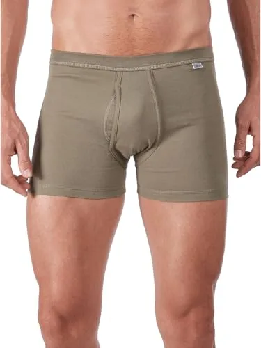 HUBER Herren Pant Kurzes Bein Hipster, Grün (Military 0545) XXL EU - Retroshorts für Herren aus 100% gekämmter Baumwolle, formstabil und Trockner-geeignet, mit speziellem Weichbund für besten Tragekomfort.