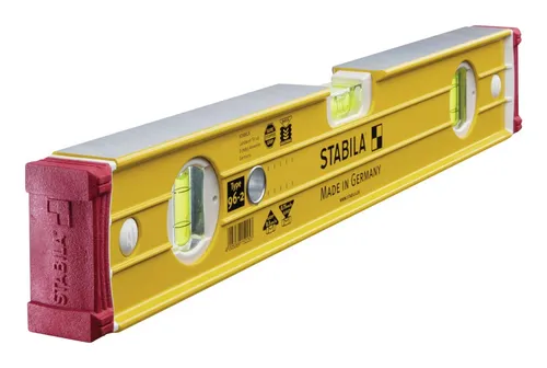 STABILA Wasserwaage Type 96-2, 122 cm - Wasserwaage mit extrasteifem Alu-Profil, ideal für präzise Messungen. Stoßdämpfende Endkappen und integrierte Rutsch-Stopper sorgen für optimalen Halt und Schutz.