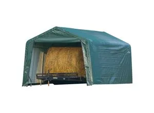 Shelter Logic Weidezelt, Dunkelgrün, B380/H260/T610 cm - Zubehör für Landwirtschaft: Robuste Unterbringung für Tiere und ideales mobiles Lager für Heu oder Maschinen, mit langlebigem Stahlgestell und wasserdichter Plane.