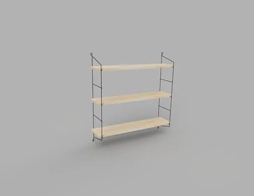 EMHELLE Wandregal Holz Golden Farben Metallrahmen Regal Wand Hängeregal Küchenregal Bücherregal Schweberegal Regale für Wände Wohnzimmer Kinderzimmer Küche Badezimmer (Schwarz)