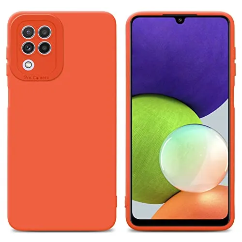Cadorabo Hülle kompatibel mit Samsung Galaxy A22 4G Schutzhülle TPU Silikon Case Liquid Design mit Kameraschutz Slim Kratzfest Weiche Gummi mit Rundumschutz Case Hülle für Galaxy A22 4G in Orange