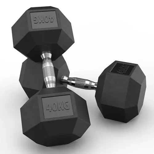 Atletica Hexagon Hantel Paare 2x40kg | Langlebige PVC Kurzhanteln - Robuste Hexagon Kurzhanteln mit PVC Überzug für langanhaltende Nutzung. Ideal für intensives Training, geruchsarm und mit ergonomischem Griff für besten Komfort. Perfekt für Fitnessräume.