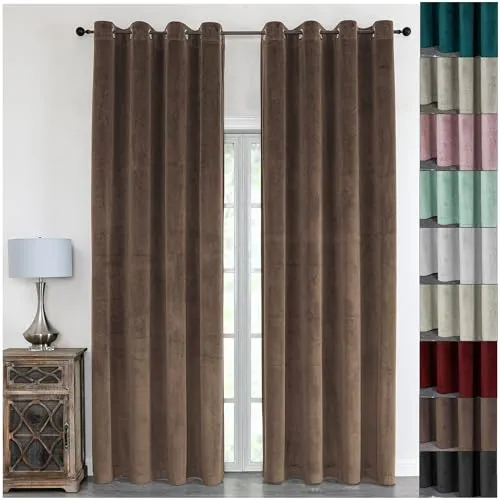 Cleanlevel Samtvorhang (2er Set) 140x245 cm – Vorhänge Blickdicht mit Ösen – Hochwertige blickdichte Vorhänge mit Hitzeschutz & Kälteschutz