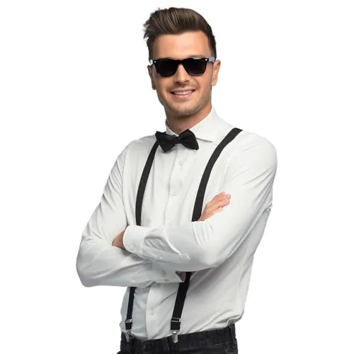 Boland - Kostümset 3-teilig, Hosenträger, Brille und Fliege, ideal für Karneval, Festivals und Mottopartys