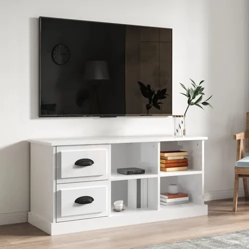 The Living Store TV-Schrank Hochglanz Weiß 102x35,5x47,5 cm