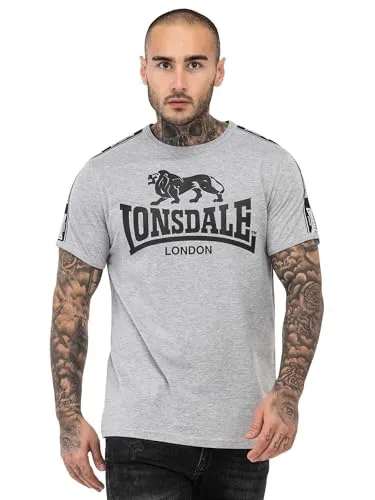 Lonsdale London Stour Männer T-Shirt grau M - Streetwear T-Shirt aus 90% Baumwolle, ideal für lässige Looks. Langlebige Materialien und normaler Schnitt für optimalen Tragekomfort.