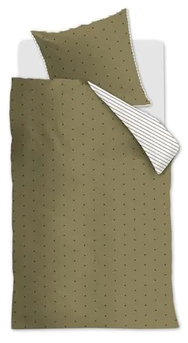 vtwonen Renforcé-Bettwäsche-Garnitur Striped Hearts in Green 155x220 - Bettwäsche-Garnitur aus 100% Baumwolle, feuchtigkeitsregulierend und atmungsaktiv. Ideal für erholsame Nächte in stylischem Design mit Herzen.