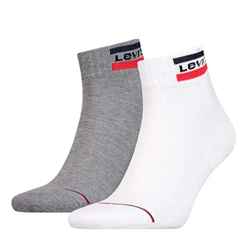 Levi's Unisex Quarter Socks, white/grey, 35/38 in weiß von Levi's