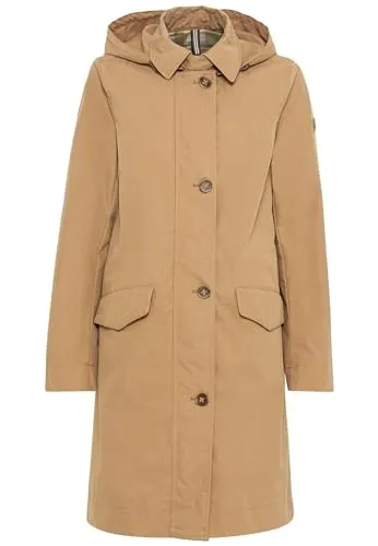 camel active Damen Mantel aus Baumwollmix - Hellbraun - Funktionsjacke aus hochwertigem Baumwollmix mit abnehmbarer Kapuze, ideal für stilvolle und praktische Outfits im Alltag.