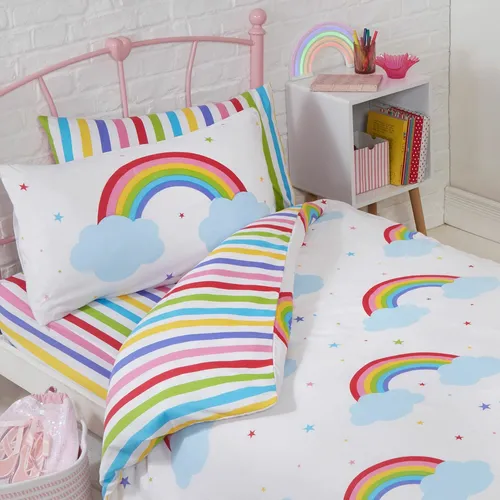 Rainbow Sky Junior Kleinkind Bettbezug Set Wolken Sterne Streifen