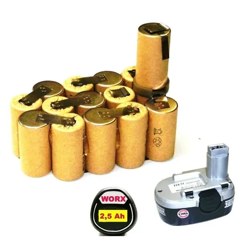 Tauschpack für WORX Akku 18 V Nicd 1,7 Ah WA 3152 / 3702 mit 2,5 Ah.2500 mAh
