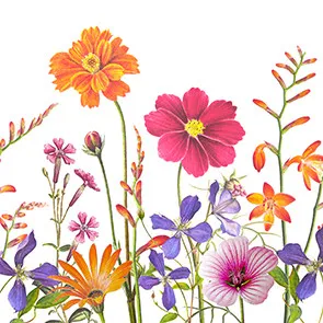 Servietten Blumen und Blätter bunt 33 x 33 cm 20 Stück in orange von Braun & Company