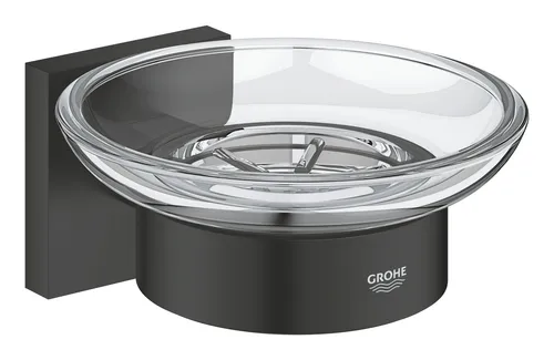 GROHE Start Cube Seifenschale mit Halter, Quickfix, mattschwarz - Zubehör & Accessoires – Stilvolle Seifenschale mit einfacher Montage, die Ihr Badezimmer elegant aufwertet.