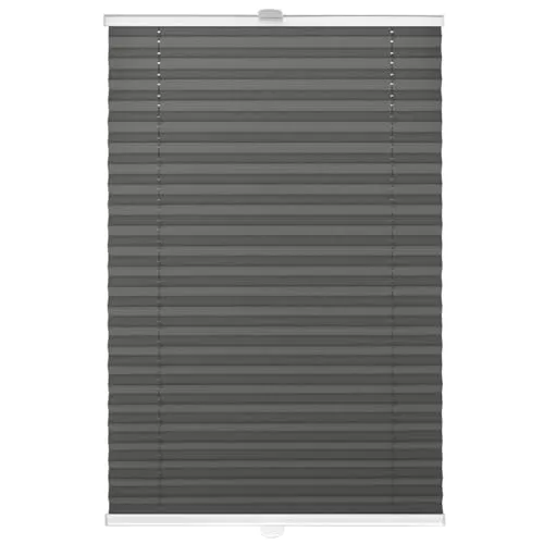 DomDeco Plissee 55x120cm Anthrazit mit weiß lackierten Alu-Profilen, KlemmFix-Halterung zur Montage ohne Bohren