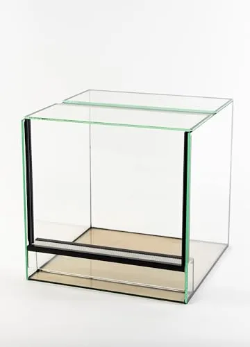 Glasterrarium 30x30x30 cm mit Fallscheibe – Optimal für Reptilien - Terrarien für Reptilien & Amphibien mit hochwertigem Floatglas, einfacher Bedienung durch Kunststoff-Glasführung und innovativer Belüftung für beste Frischluftzufuhr.