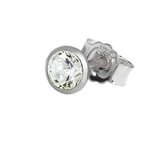 NKlaus Einzel Ohrstecker 4,0mm aus Weißgold 333 mit Zirkonia - Ohrringe für Damen | Elegante und vielseitige Ohrstecker aus 8 Karat Weißgold mit funkelndem Zirkonia, ideal für den täglichen Gebrauch und besondere Anlässe.