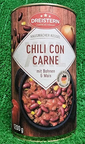 Dreistern CHILI CON CARNE XXL Dose 1,2kg - Fertiggericht, ideal für schnelle Hauptmahlzeiten, herzhaft und sättigend – perfekt für den großen Hunger!