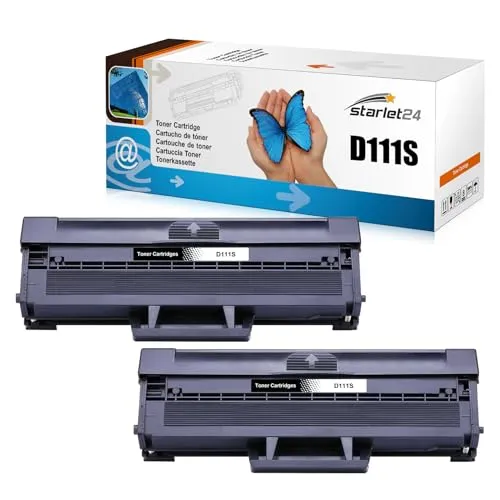 Starlet24 2X MLT-D111S Toner Kompatibel für Samsung MLT-D111S MLT-D111L als Ersatz für Xpress SL-M2070 M2070W M2026W M2026 M2020 M2070FW M2022W M2022 M2020W M2070F (Schwarz)