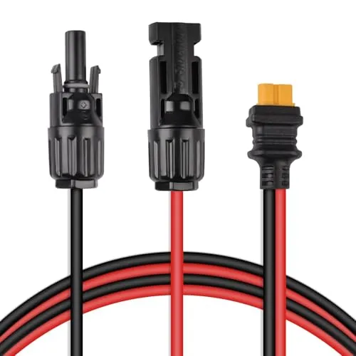 URAQT Solarladekabel Solarstecker auf XT60 Adapter, 12AWG Solarpanel Kabel Kit Solarstecker Wasserdicht Solarkabel Verlängerung XT60 Stecker für tragbares Kraftwerk und Solargenerator (60CM)