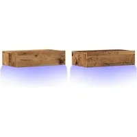 vidaXL TV-Schränke mit LED-Leuchten 2 Stk. Altholz-Optik - TV-Halterungen mit RGB-LED-Beleuchtung für eine personalisierte Lichtshow und reichlich Stauraum für deine Mediengeräte. Ideal für ein modernes Ambiente in deinem Wohnraum.