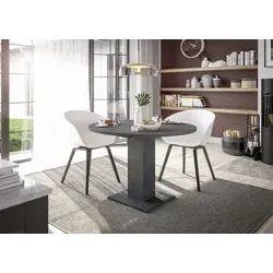 Säulen-Esstisch Tap (ausziehbar bis 130cm) in Graphit - Esstisch in modernem Design, ausziehbar auf 130 cm für gesellige Mahlzeiten, hochwertige Dekorspanplatte und stabiler Säulengestell.