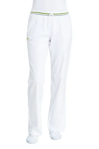 Leiber Damenhose mit Bund, weiß, Größe 34 - Moderne Leiber Hose für Damen in Weiß, ausgestattet mit bequemen Strickbund und praktischen Taschen. Ideal für den täglichen Einsatz und Pflege, aus 50 % Baumwolle und 50 % Polyester.