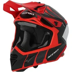 Acerbis X-Track Motocrosshelm - Matt Schwarz/Rot/Weiß - S - Motorradhelm mit Fiberglas-Außenschale, Doppel-D-Ring Verschluss und hypoallergener Innenausstattung für optimalen Komfort und Sicherheit beim Fahren.