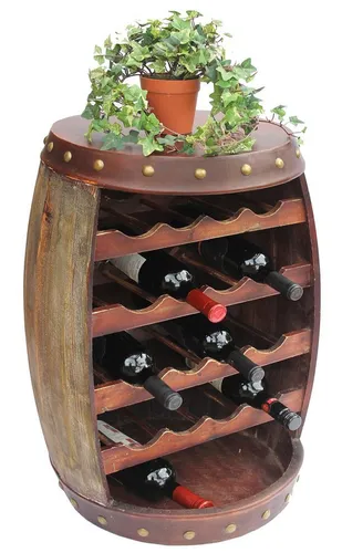 DanDiBo Weinregal aus Holz, 16 Flaschen, Weinfass-Design - Hochwertiges Weinregal aus Holz im Weinfass-Design, bietet Platz für 16 Flaschen und schützt den Korken durch waagerechte Lagerung. Ideal für Weinliebhaber und als Geschenk.