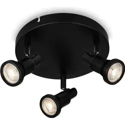 BRILONER LED Deckenlampe Badezimmer - Verstellbar und IP44 - 3-flammige Spotleuchte in Matt-Schwarz für Badezimmer und Küche. Schwenkbare Spots bieten individuelle Ausleuchtung. Warmweißes Licht (3000K) für ein angenehmes Ambiente.