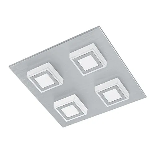 EGLO LED Deckenleuchte Masiano 4-flammig - Moderne Deckenlampe aus Aluminium und Kunststoff, ideal für Wohnzimmer und Flur. Spendet warmweißes Licht mit 1360 Lumen – perfekt für eine angenehme Atmosphäre.