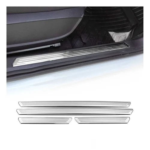 OMAC Einstiegsleiste 7568094N - Einstiegsleisten aus Edelstahl, selbstklebend, in silber, ideal für eine einfache Montage vorne und hinten, Maße: 510mm x 60mm x 30mm.