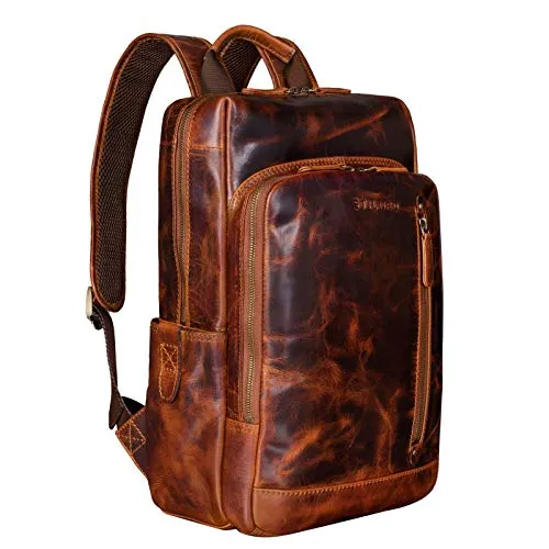STILORD 'Johnson' Lederrucksack für Herren - Business Rucksack aus echtem Leder, ideal für 13,3 Zoll MacBooks und A4-Dokumente, ergonomisch und stilvoll für Büro und Uni.