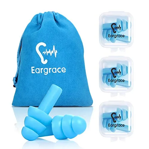 Wiederverwendbare Silikon-Ohrstöpsel - 3 Paare - SNR 31, wasserdicht, weich, hypoallergen - Komfortable Gehörschutzstöpsel für das Rauschunterdrückung zum Schlafen und für Flugzeuge mit Reisetasche