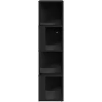 vidaXL Eckregal Schwarz 33x33x132 cm - Stylisches Eckregal aus robustem Holzwerkstoff mit 4 Fächern für platzsparende Aufbewahrung. Ideal für Wohnzimmer, Schlafzimmer oder Büros und leicht zu reinigen.
